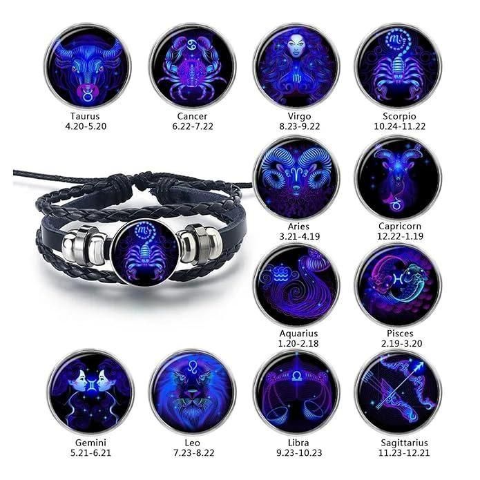 Horoscope Signs Astrology Leather Bracelet
