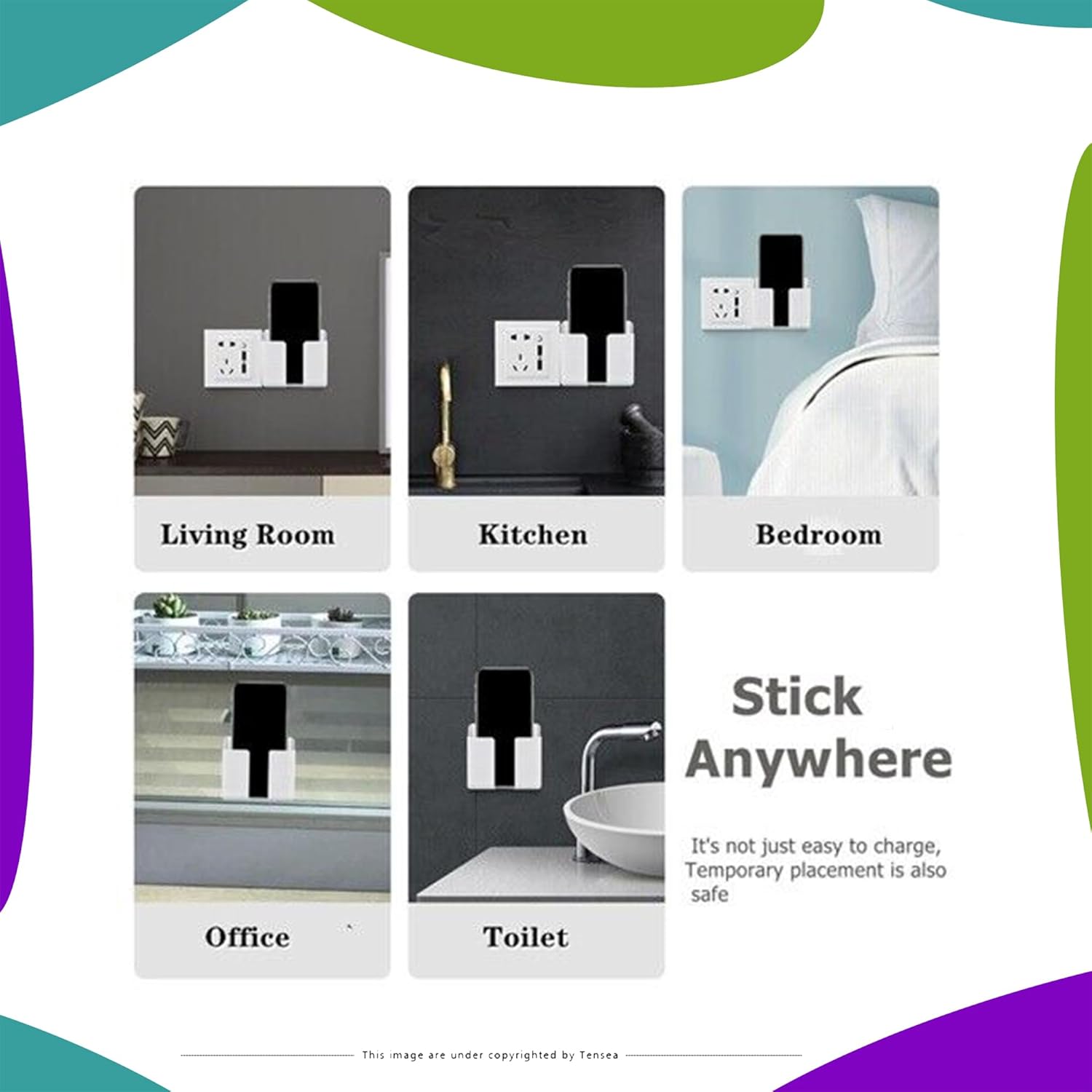 Tensea ABS Mobile Phone Charging Stand,Multi-Functional Storage Holder,Bedside Fixed Rack,Bedroom,Office Accessories,Acrylonitrile Butadiene Styrene,White 01,Portable Electronic Devices,9.9x3x8.6 cm