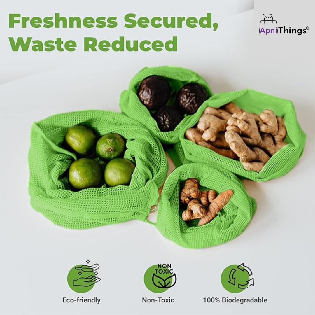 Natural Cotton Vegetables Bags For Fridge Storage